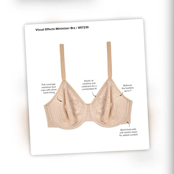 EUC Wacoal 857210 Visual Effects Minimizer Bra, 36DDD - Picture 7 of 8